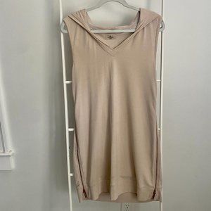 Sundays Three Ivory/Blush sleeveless hoodie dress